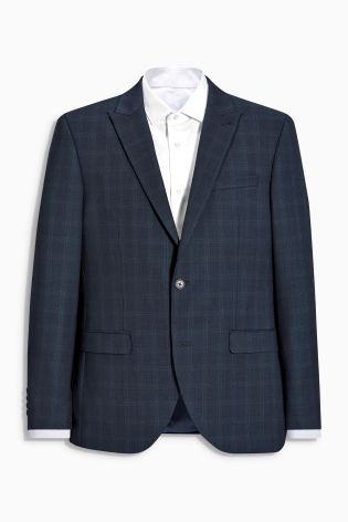 Blue Check Tailored Fit Suit: Jacket